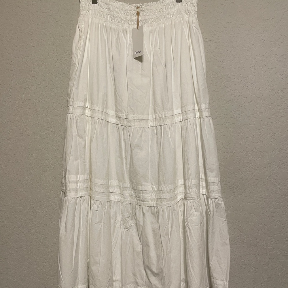 Quince White Tiered Skirt